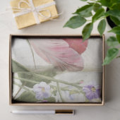 Franse Tulip Flowers Blue Bird Ephemera ontkoppeli Tissuepapier (Geschenk)