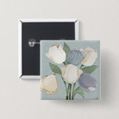 Franse tulpen vierkante button 5,1 cm (Voorkant /achterkant)