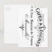  franse typografie cafés et legumes briefkaart (Voorkant / Achterkant)