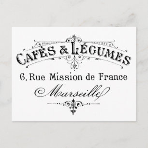  franse typografie cafés et legumes briefkaart