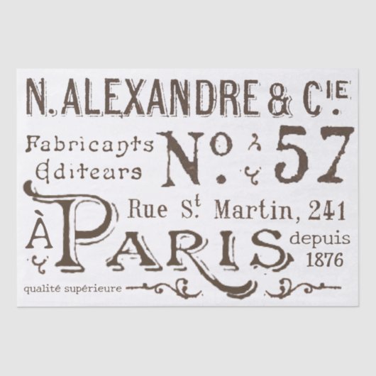 Franse Typografie Decoupage Tekst Craft Tissuepapier (Voorkant)