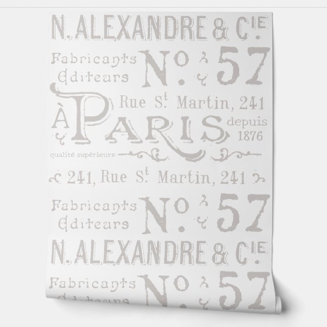  Franse typografie Paris Text Travel Behang (Afrollen)