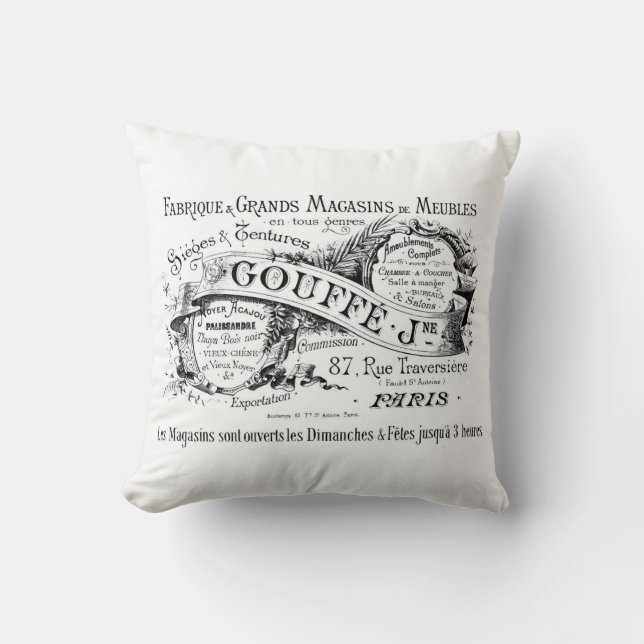 franse  typografie shabby kussen (Voorkant)