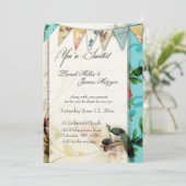 Franse  uitnodiging voor Shabby-chic (Staand voorkant)