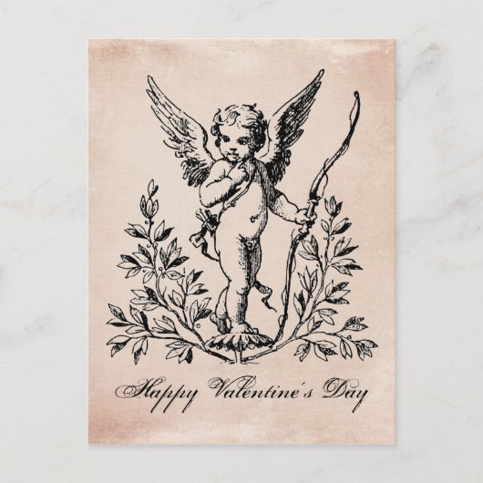 Franse Valentijn cherub briefkaart (Voorkant)