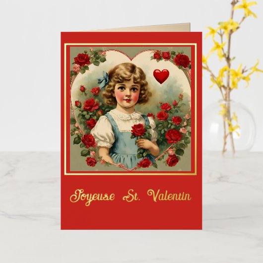 Franse Valentijnsdag Folie Wenskaart (Gele Bloem)