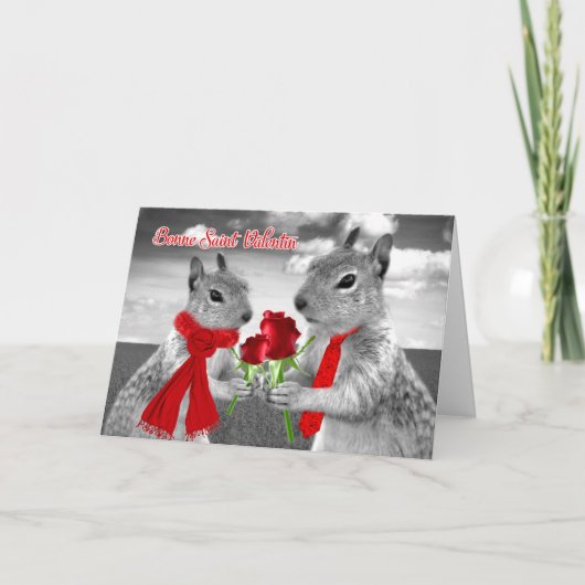 Franse Valentijnsdag Romantische eekhoorns leeg Kaart (Voorkant)