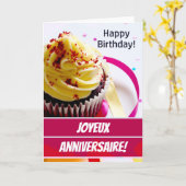 Franse Verjaardag Kaart | Joyeux anniversaire (Gele Bloem)