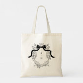 Franse Victoriaans Crest Bow Monogram Huwelijksgun Tote Bag (Achterkant)