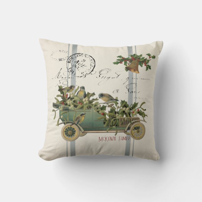 -Franse Victoriaans kerstagedag Kussen (Voorkant)