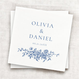 Franse Victoriaans Navy Blue Wedding  Bloemen Servet