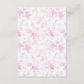 Franse Victoriaans Toile Roze bruiloft De details Informatiekaartje (Achterkant)