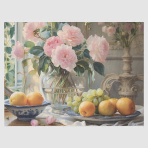 Franse Villa Bloemen met Sinaasappels Decoupage Tissuepapier