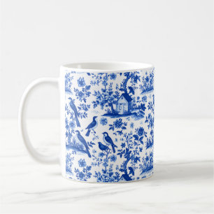 Franse vintage blauwe en witte bloemencoffiemok koffiemok