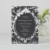 Franse Vintage Elegante Bloemenbruiloft Folie Uitnodiging (Staand Voorkant)