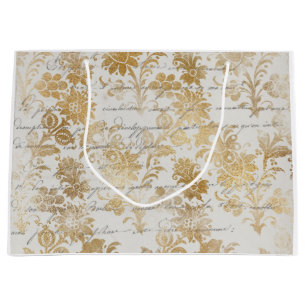 Franse Vintage Gold Floral Groot Cadeauzakje