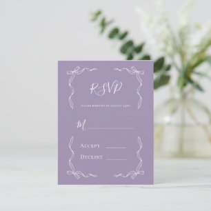 Franse Vintage Handgetekende Paarse Sering Huwelij RSVP Kaartje