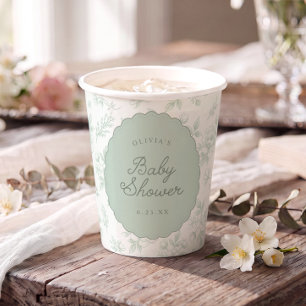 Franse Vintage Salie Bloemrijke Baby Shower Papieren Bekers