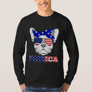 Franse vlag Bulldog Bulldog Merica America T-shirt