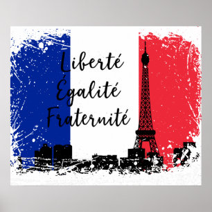 Franse vlag Egaliteé Fraternité eiffel Poster