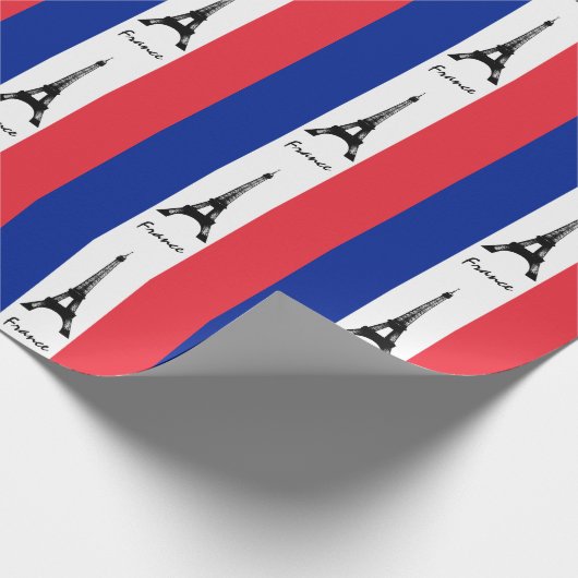Franse vlag, Eiffel en Franse geschenken/sportlief Cadeaupapier (Hoek)