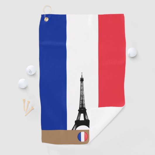 Franse vlag & Eiffel, Frankrijk monogrammed Golf Golfhanddoek (Insitu)