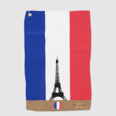 Franse vlag & Eiffel, Frankrijk monogrammed Golf Golfhanddoek (Voorkant)