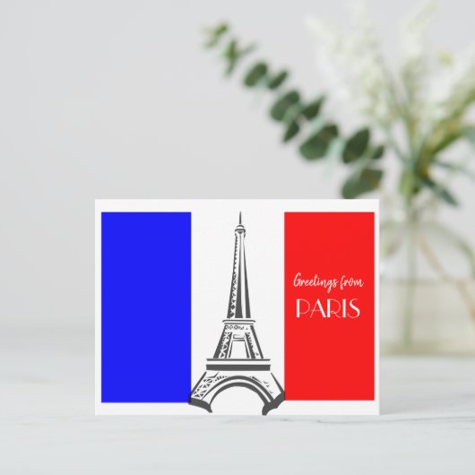 Franse vlag Eiffel Tower Briefkaart (Staand voorkant)