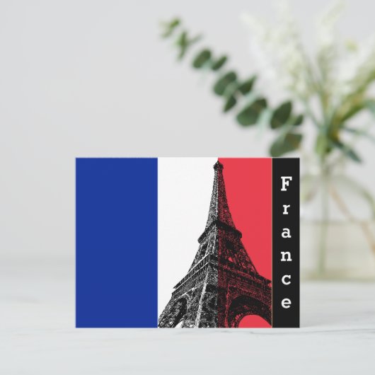 Franse vlag & Eiffel Tower - Frankrijk/sportfans Briefkaart (Staand voorkant)
