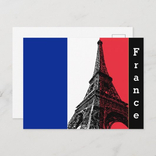 Franse vlag & Eiffel Tower - Frankrijk/sportfans Briefkaart (Voorkant / Achterkant)