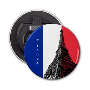 Franse vlag & Eiffel Tower - Frankrijk/sportfans Button Flesopener
