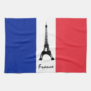 Franse vlag & Eiffel Tower - Frankrijk/sportfans Theedoek