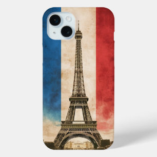 Franse vlag en de Eiffeltoren iPhone 15 Mini Hoesje