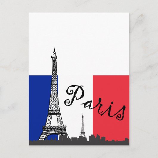 Franse vlag en Eiffeltoren Briefkaart (Voorkant)