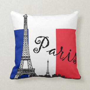 Franse vlag en Eiffeltoren Kussen