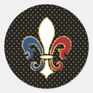 Franse vlag Fleur de Lis met Gold Ronde Sticker