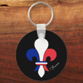 Franse vlag & Frankrijk, Lily - fleur mode/sport Sleutelhanger (Achterkant)