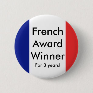 franse vlag, Franse bekroonde winnaar, drie jaar l Ronde Button 5,7 Cm