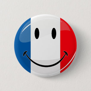 Franse vlag glimlachen ronde button 5,7 cm