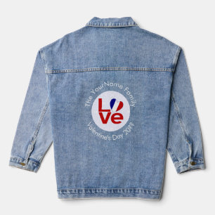 Franse Vlag Hart in Rode LIEFDE Denim Jacket