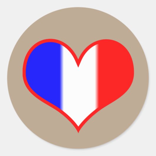 Franse vlag Heart Ronde Sticker (Voorkant)