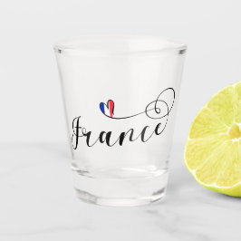 Franse vlag in een hartje , Frankrijk Shot Glas