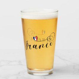 Franse vlag in Heart, Frankrijk Glas