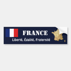 Franse vlag + kaartBumpersticker Bumpersticker