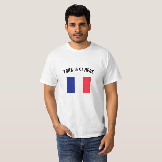 Franse vlag op shirten | Aangepaste Franse koopwaa T-shirt (Voorkant volledig)