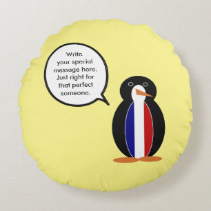 Franse Vlag Pratende Mevrouw Pinguïn Persoonlijk Rond Kussen