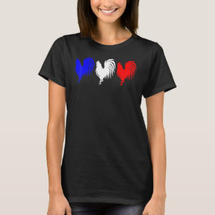 Franse vlag Roosters Blue White Red cocktail Franc T-shirt