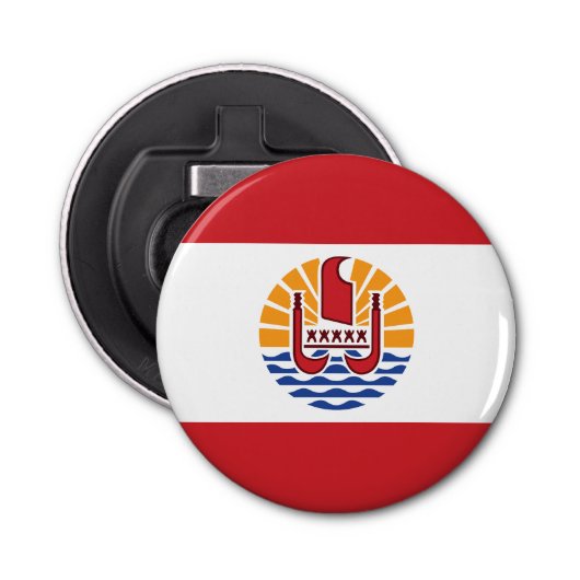 Franse vlag van Polynesië Button Flesopener (Voorkant)