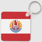 Franse vlag van Polynesië Sleutelhanger (Achterkant)