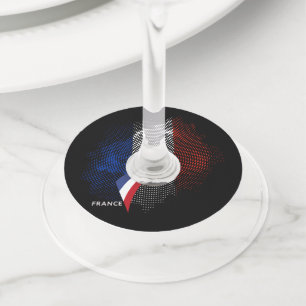 Franse vlag wijnglaslabel